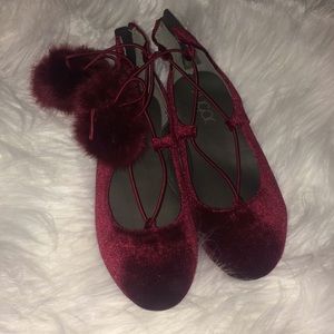 Red velvet ballet slippers